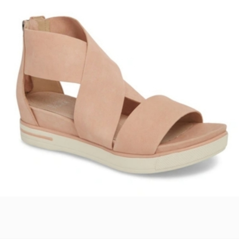 Eileen Fisher Sport Platform Sandal Sz 8 Bright Ember Soft Leather - Picture 10 of 10